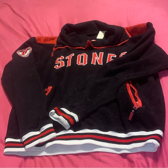 the Rolling Stones Other - Vintage Rolling Stones Black & Red 1/4 Quarter Zip Up Pullover Sweater